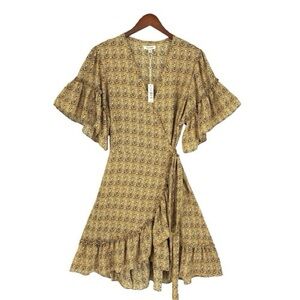 Chic Max Studio Yellow Floral Wrap Dress